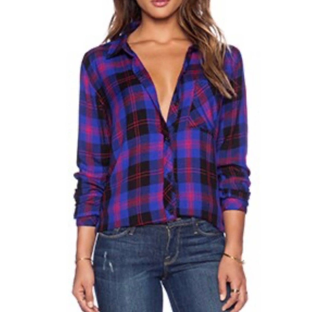 Rails Hunter Button Down Plaid Electric Blue Small
